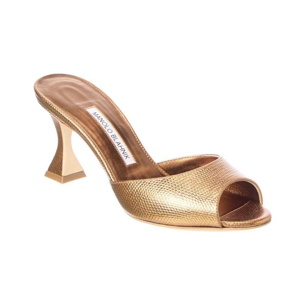 Manolo Blahnik Jadaron 70 Leather Sandal, Gold